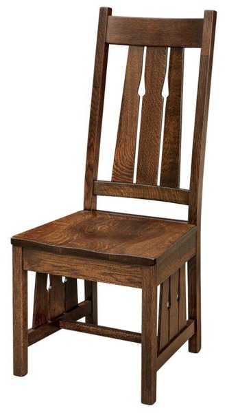Amish New Cumberland Side Dining Chair shown in Quarter Sawn White Oak with Asbury Stain