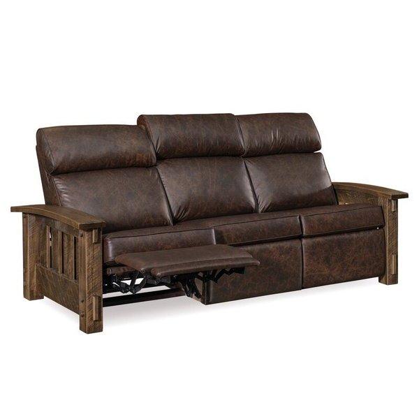 Dutton Rough Sawn Mission Comfy Bustle Back Wall Hugger Reclining Sofa