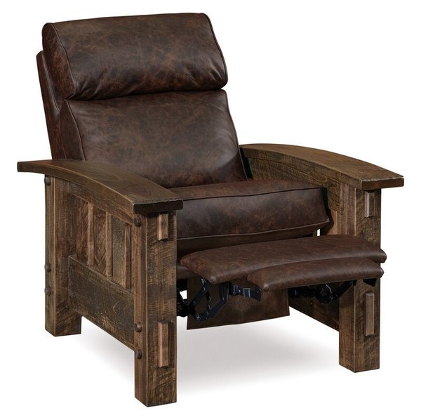 Dutton Rough Sawn Maple Mission Comfy Bustle Back Recliner
