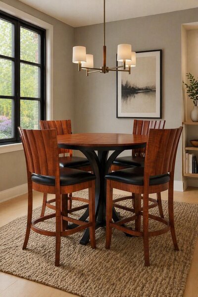 Tiger Maple Contemporary Counter Height 5-Piece Dining Set - In Stock and Ready to Ship