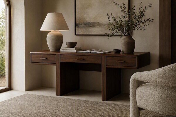 Handcrafted Solid Wood Cabot Contemporary Executive Desk