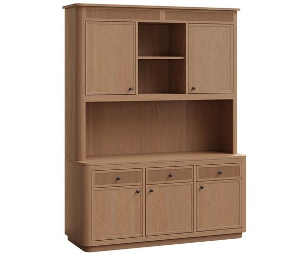 Amish 83 Tall Harlow Modern 3-Door Hutch shown in White Oak with AMS-45055 Stain