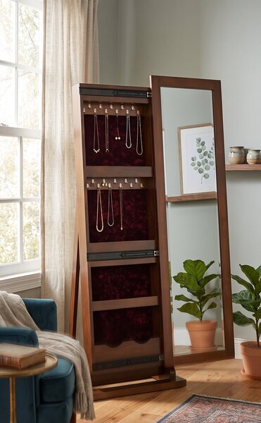 Handcrafted Shaker Jewelry Storage Cabinet with Sliding Mirror