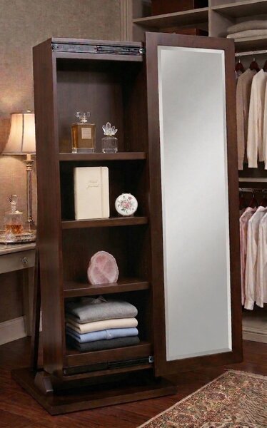 Angled Shaker Hat and Shoe Storage Cabinet with Full Length Mirror
