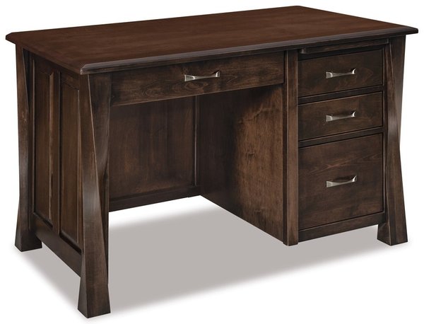 Amish Uplift Single Pedestal 4-Drawer Desk with Unfinished Backside