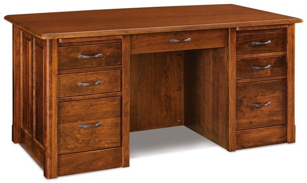 Amish Manifest Computer Desk with Finished Back & Curved Top