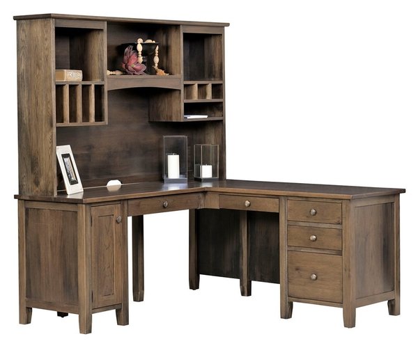 Amish Brilliance Corner Desk with Optional Hutch Top