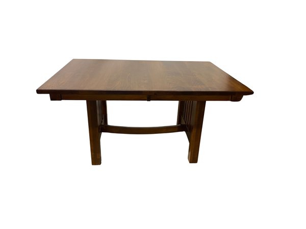 Amish Brown Maple Mission Trestle Dining Table - Buy As Pictured