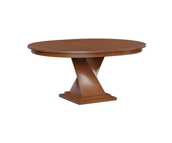 Amish Curved-Pedestal Round Table with Extension - Buy As Pictured