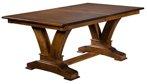Amish Brown Maple Formal Trestle Dining Table - Buy As Pictured