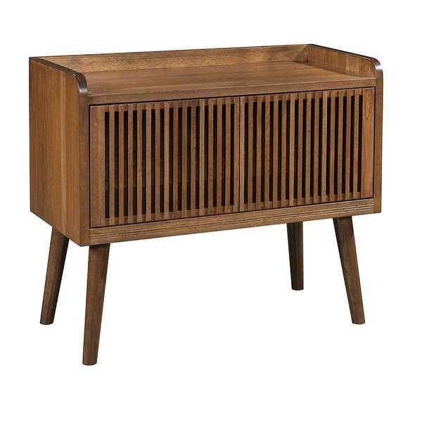 Amish 35 1/2 Wide Elowyn Record Table Stand shown in Hickory with Cappuccino Stain