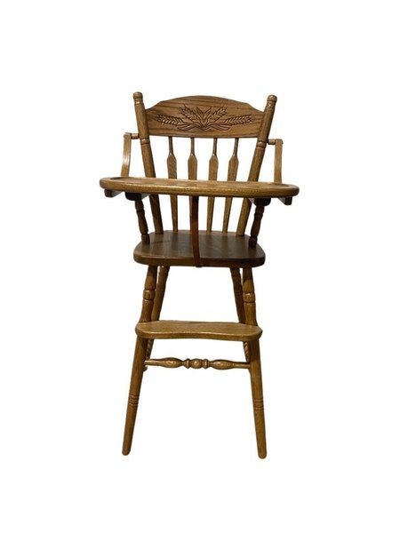 Amish Outlet: Oak Farmhouse High Chair with Flip Tray In-Stock