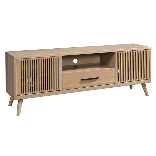 Amish Elowyn TV Unit with Storage shown in White Oak with Seashell Stain