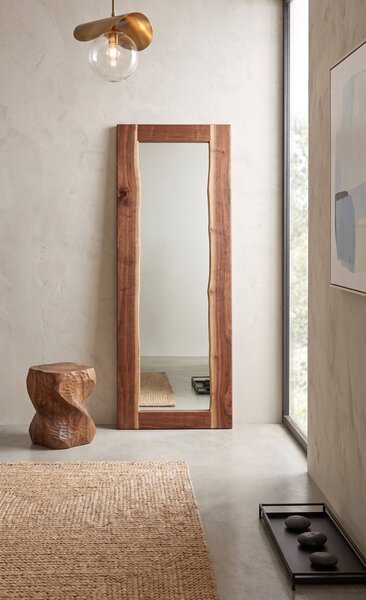 Handcrafted River Run Walnut Full Length Leaner Floor Mirror
