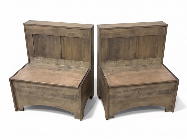 Outlet: Maple Wood Storage Bench Set of 2 In Stock
