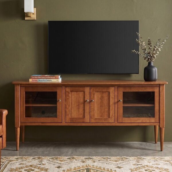 Solid Wood Milan Mid-Century Modern 72" TV Console Cabinet