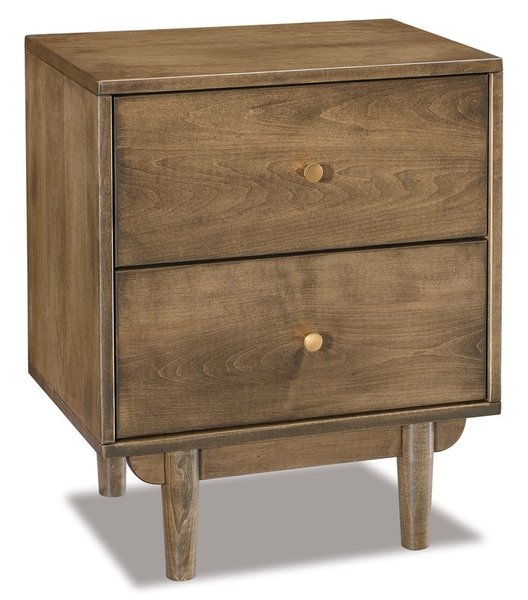 Amish Madelyn Mid Century Modern 2-Drawer Nightstand