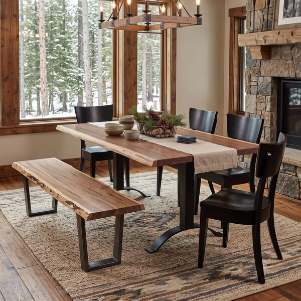 Handcrafted Bordeaux Live Edge Dining Room Set