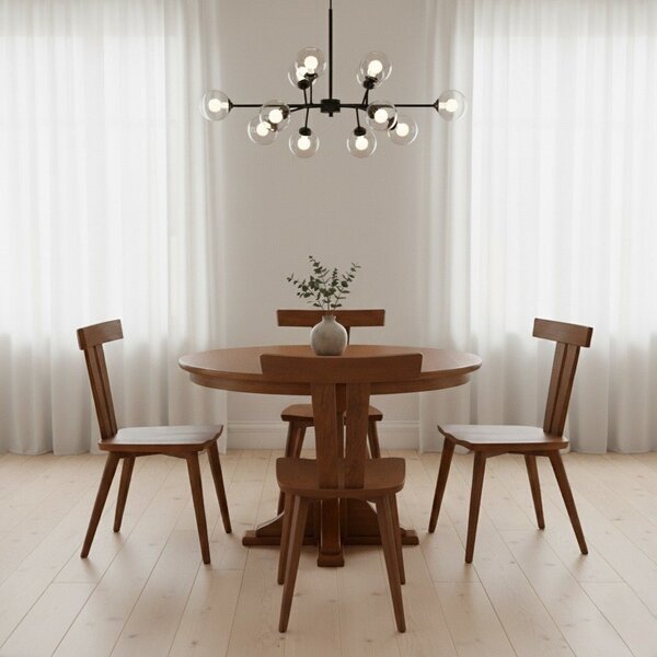 5-Piece Wadley Round Single Pedestal Extendable Dining Set