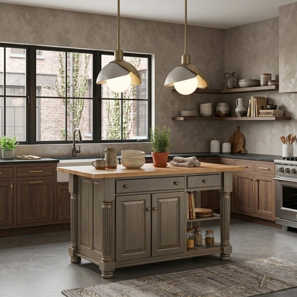 American Made Hubbardton Forge Brooklyn 1-Light Double Shade Hanging Mini Pendant