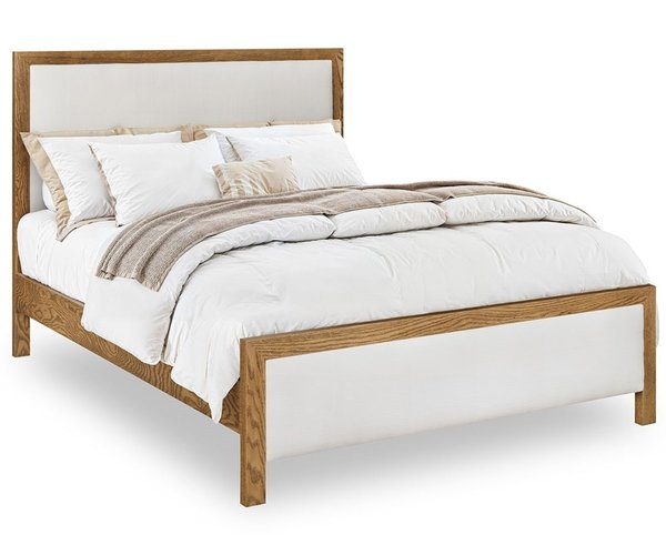 Amish Marlowe Solid Wood Bed with Upholstered Headboard