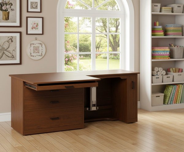 Rebecca Solid Wood Large Sewing Cabinet with Lift and Optional Sewing Table