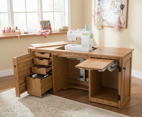 Naomi Solid Wood Sewing Cabinet with Removable Top - Choose Size