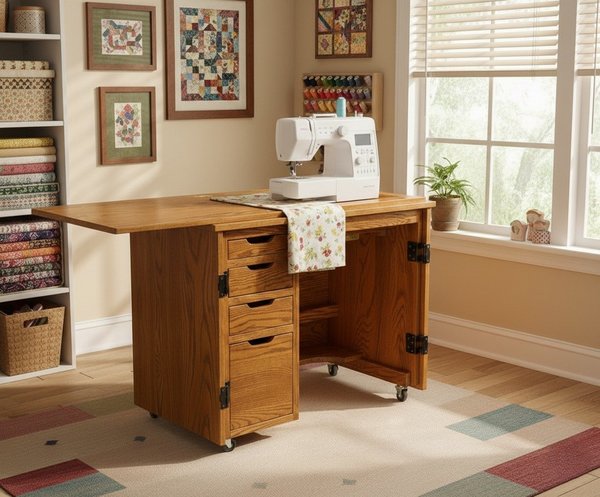 Barbara Solid Wood Small Sewing Machine Cabinet Made in the USA