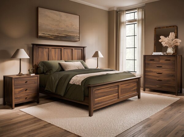Handcrafted Timberlane Shaker Panel Bed 3-Piece Bedroom Set