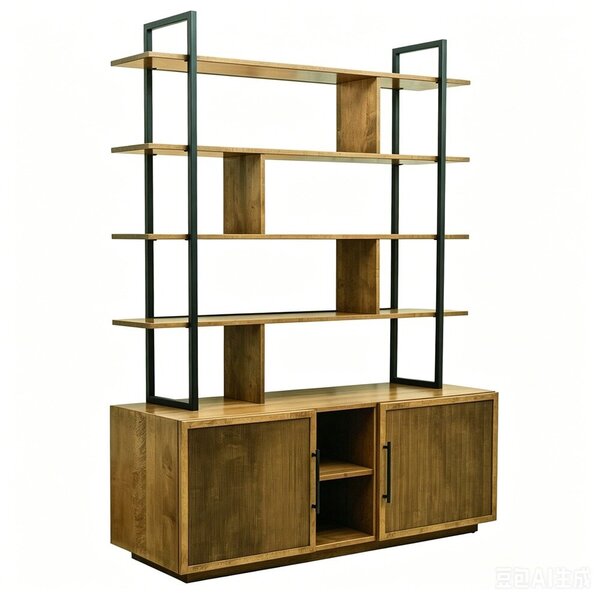 Elwood Modern Open Bookcase with Cabinet Base - Choose Size