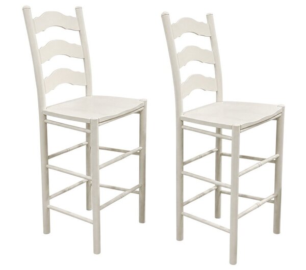 Outlet: White Paint Ladderback Bar Stools In-Stock (Set of 2)