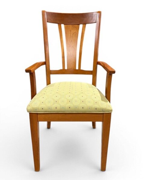 Outlet: Handcrafted Cherry Wood Upholstered Dining Chair In-Stock