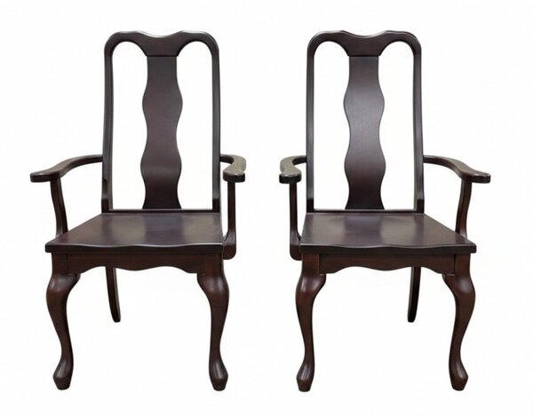 Outlet: Cherry Wood Queen Anne Fancy Dining Chair Set In Stock (Set of 2)