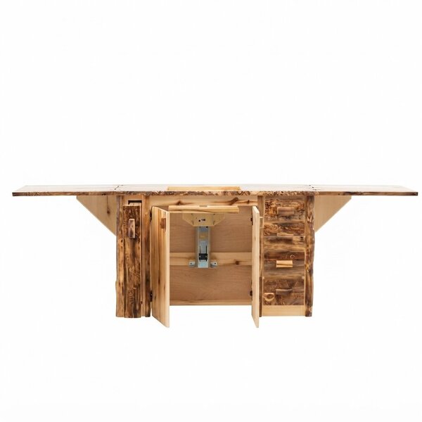 Handcrafted Log Sewing Cabinet with 4 Drawers