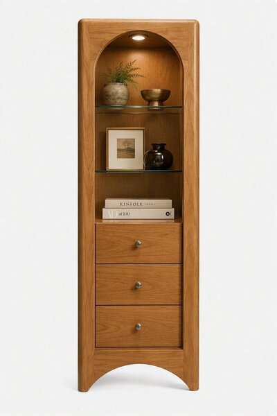 Sora Modern Arched Display Cabinet with Drawers