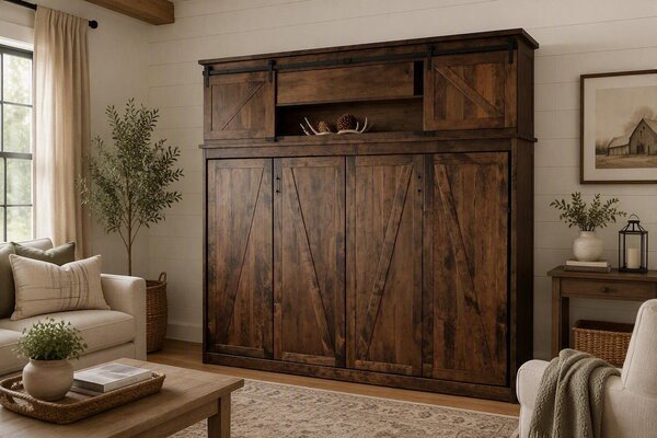 Solid Wood Traditional Murphy Bed with Mattress