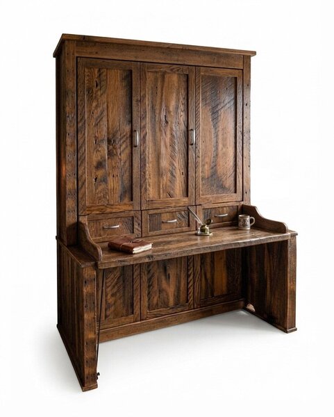 Reclaimed Murphy Bed with Desk
