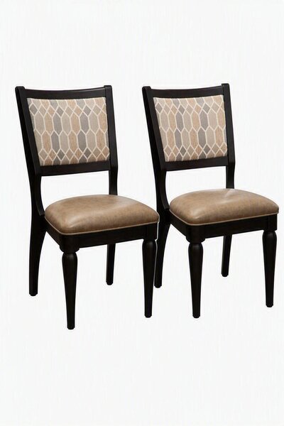 Upholstered Cherry Wood Dining Chairs Set of 2 In-Stock