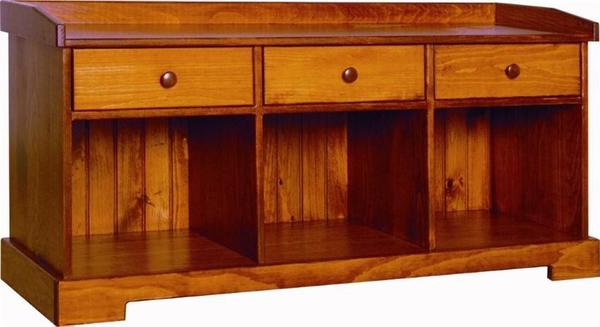 Mission Upholstered Slat Bench With Optional Baskets From