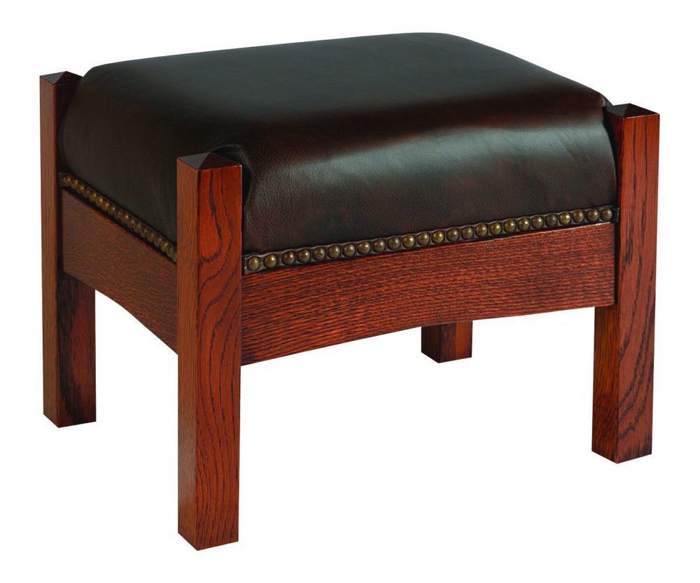 Amish Made Upholstered Footstool - Custom Solid Wood Furniture