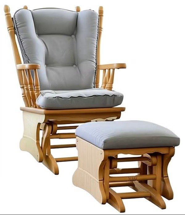 Upholstered Glider Rocker with Ottoman - Amish Handcrafted Quality