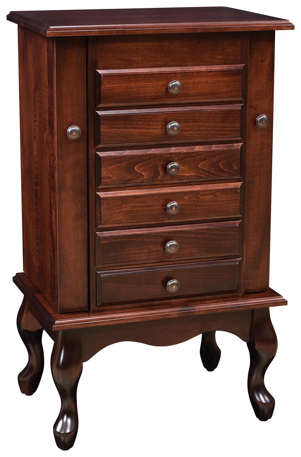 Amish Small Standing Queen Anne Jewelry Armoire from
