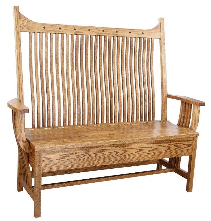 Solid Wood Mission Storage Bench from DutchCrafters Amish Furniture