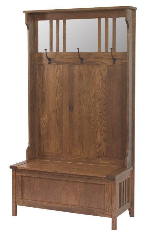 Oak Mission Entryway Hall Tree Storage Bench from DutchCrafters Amish