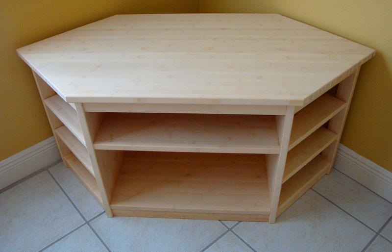 In Stock Bamboo Corner Tv Stand