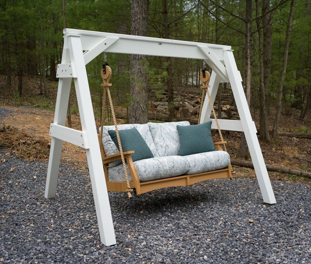 Berlin Gardens Vinyl A-Frame Swing Stand from DutchCrafters Amish