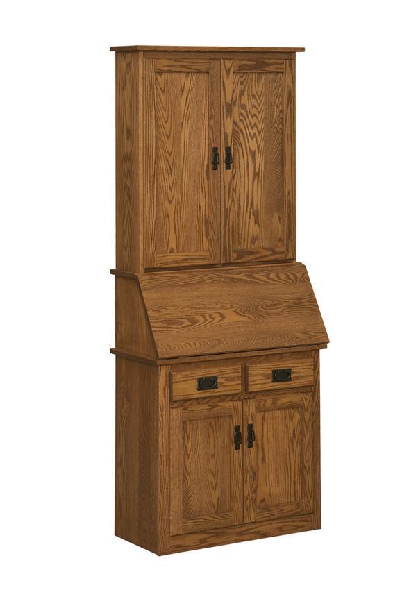 Amish Mission Secretary Desk With Full Door Hutch