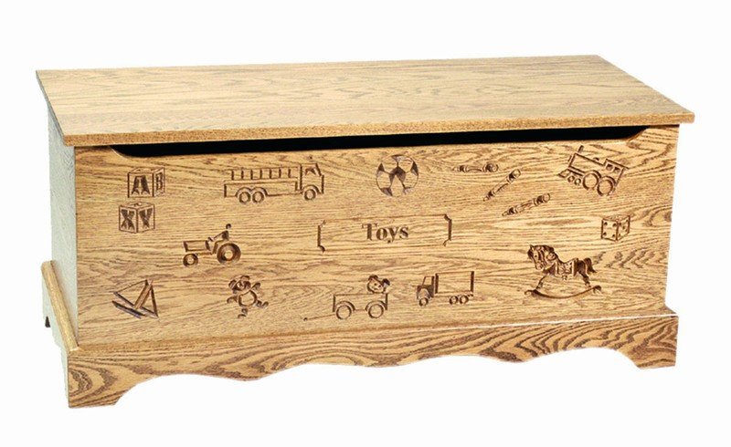 Oak Wood Toy Chest With Carving And Optional Engraving From