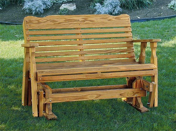 Pine Slat-Back Patio Porch Glider Bench |