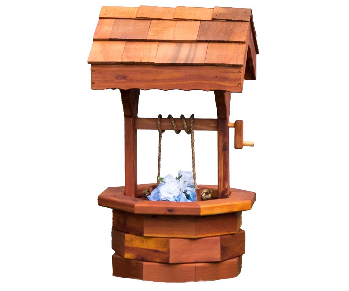 Handcrafted Cedar Wishing Well | Garden Accent | Amish